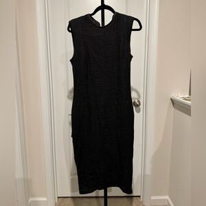 🆕Helmut Lang Leather Trim Knit Sweater Pencil Little Black Dress